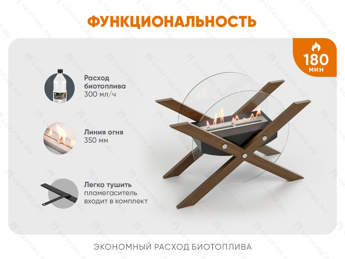 Напольный биокамин Lux Fire "Робинзон"