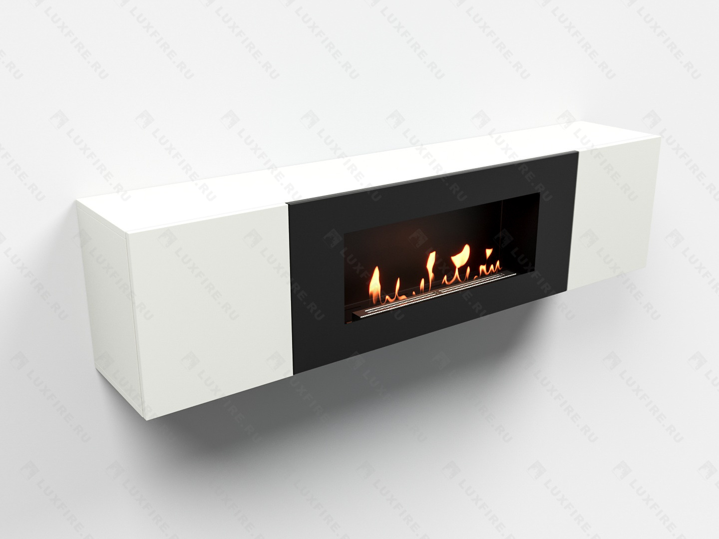 Тумба универсальная Lux Fire "Байкал Н" 1600, ножки, белый, с биокамином 900