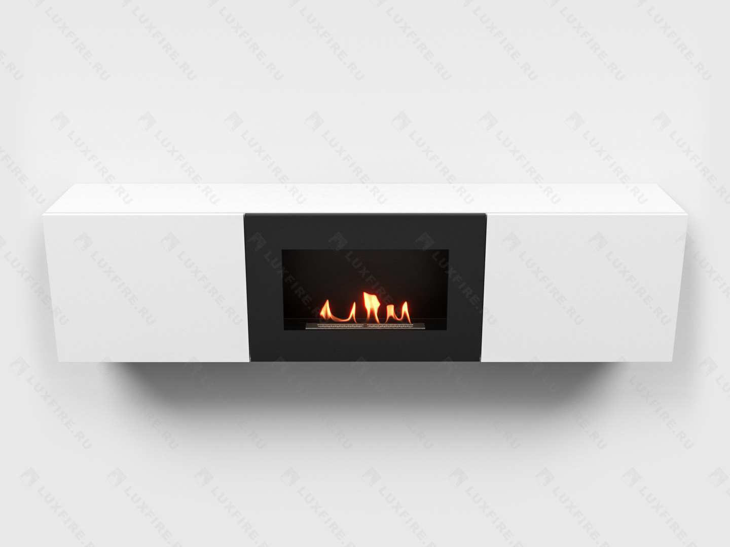 Тумба ТВ Lux Fire "Каспий" настенная 1600 матовая, белая с биокамином 600