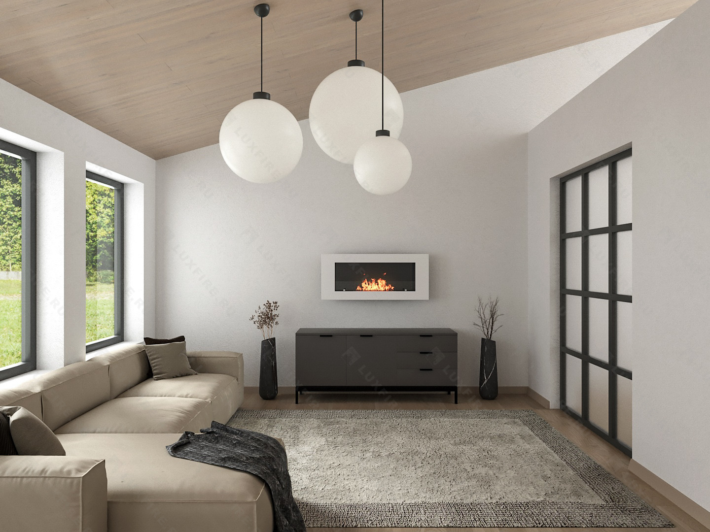 Настенный биокамин Lux Fire "Монро 2 Н" XS люкс со стемалитом